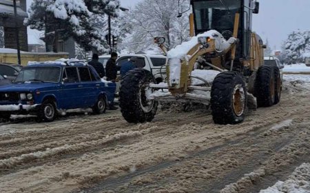 Cəlilabadda yollar qardan təmizlənir - FOTO