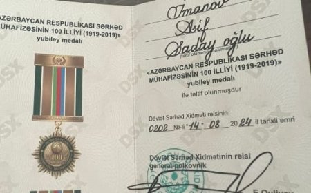 Göytəpə Polis Bölməsinin rəisi polis polkovnik leytenant Asif İmanov AZƏRBAYCAN RESPUBLİKASI SƏRHƏD MÜHAFİZƏSİNİN 100 İLLİYİ yubiley medalı ilə təltif olunub