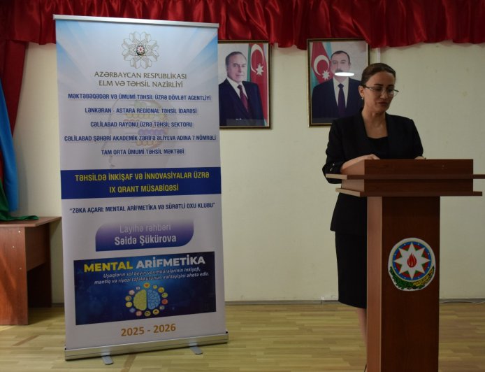 Cəlilabad şəhər Akademik Zərifə Əliyeva adına 7 nömrəli tam orta məktəbdə "Zəka açarı-Mental Arifmetika və sürətli oxu klubu" layihəsinin dərsləri uğurla davam etdirilir